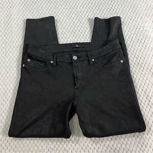 7 For All Mankind Women’s Jeggings Black Faux Leather Look Size 28